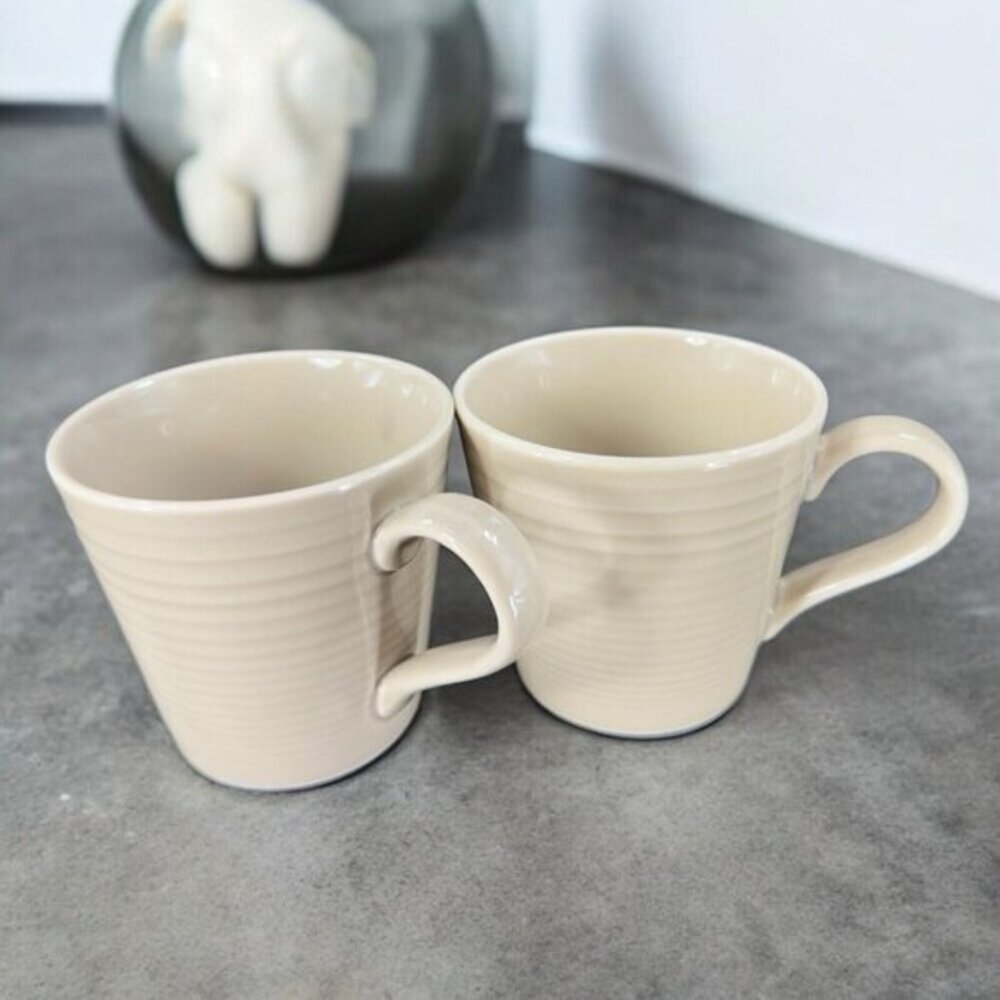 Royal Doulton GORDON RAMSAY Maze Taupe Coffee Mug Cup 2 Set Ceramic Mugs 14 oz